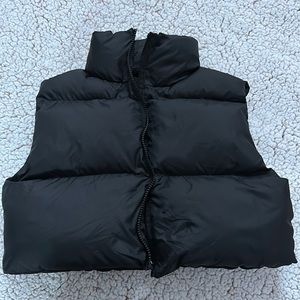 Cropped Black Puffer Vest